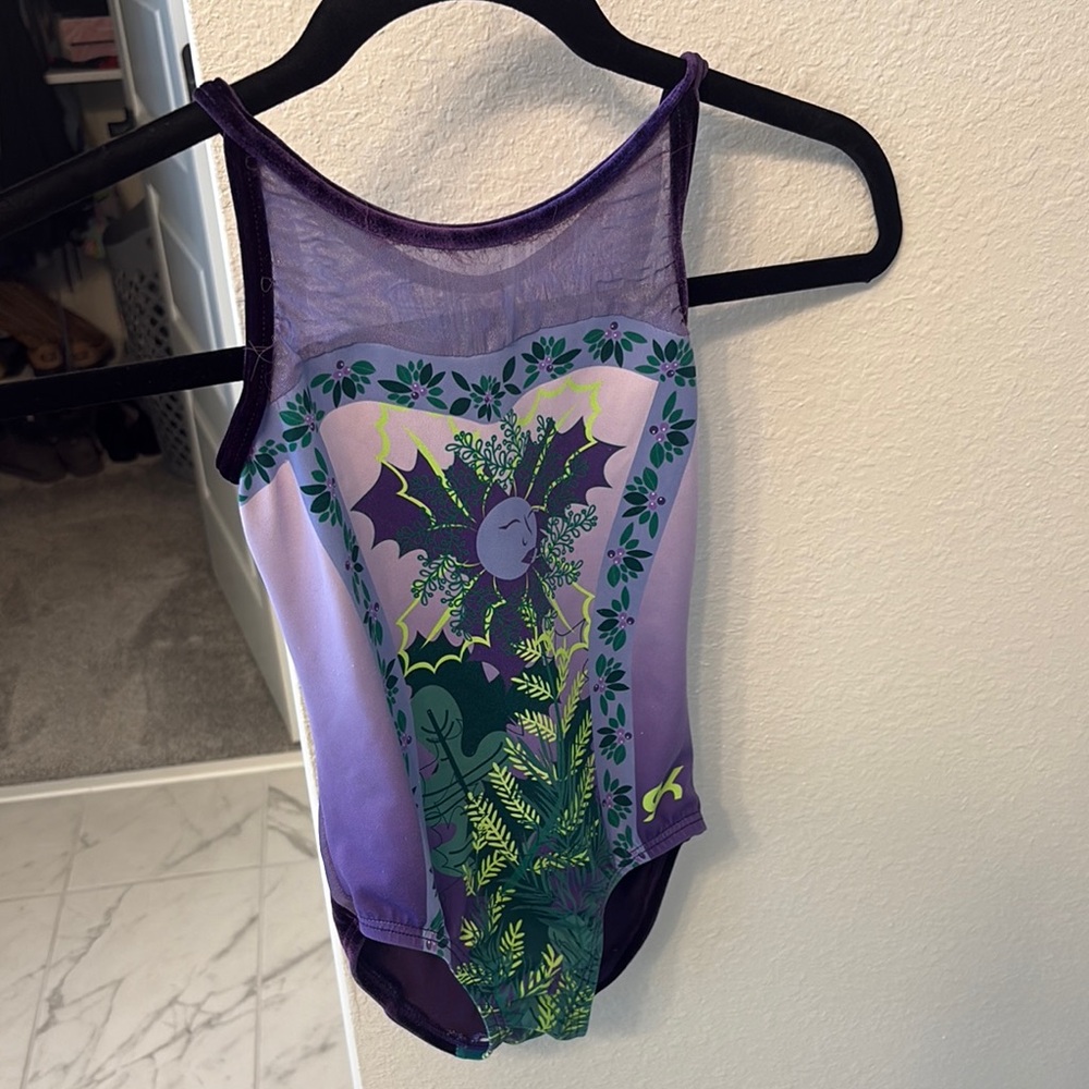 GK purple and green child medium leotard